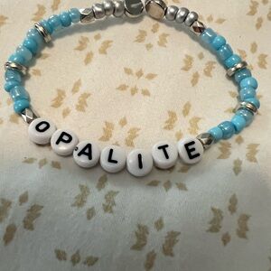 Opalite Beaded Bracelet with Aqua & Silver Accents